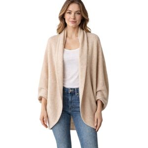 J. Jill Women's Pink and Cream Cozy Shrug Sweater One Size